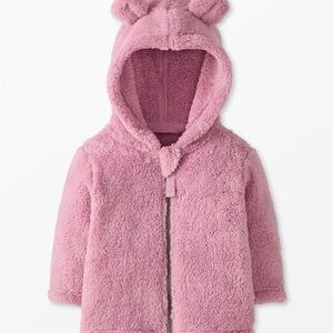 Hanna Andersson Pink Fleece Kids Jacket with Ears 6-12 months EUC